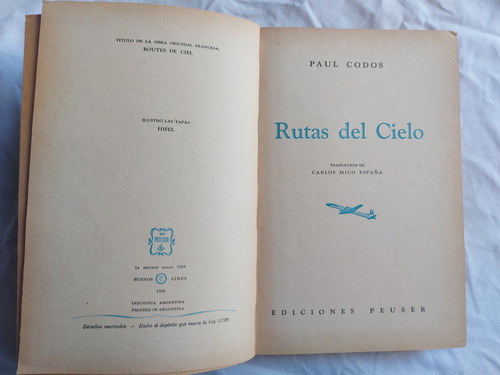 Rutas Del Cielo - Paul Codos Ediciones Peuser Tapa Dura 1959 (Usado)