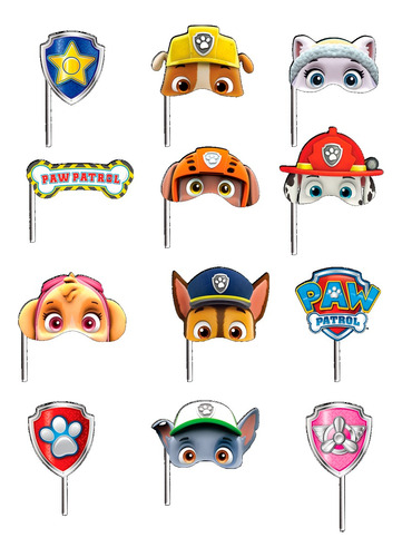 Accesorios Para Fotos Photo Props Paw Patrol Fiesta 12 Pzas