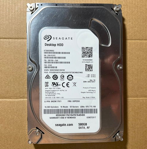 Disco Duro Seagate 500gb St500dm002 - Línea Sh20k Plateado (Usado)