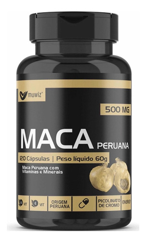 Imagem 1 de 1 de Suplemento em  cápsulas Muwiz  Maca Peruana vitaminas/minerais em pote de 60g 120 un