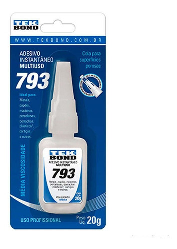 Imagem 4 de 6 de 2 Adesivo Cola Istantanea Tek Bond 793 20g Antientupimento