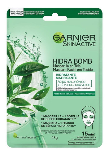 Mascarilla Facial Garnier Skinactive Ácido Hialurónico 28g