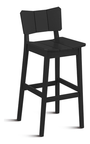 Banqueta Alta Com Encosto Para Balcão Cozinha Bar Uma Preta Preto Preto