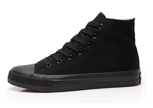 Zapatilla Hombre Urbana De lona Casual Caña Alta Negra-7254