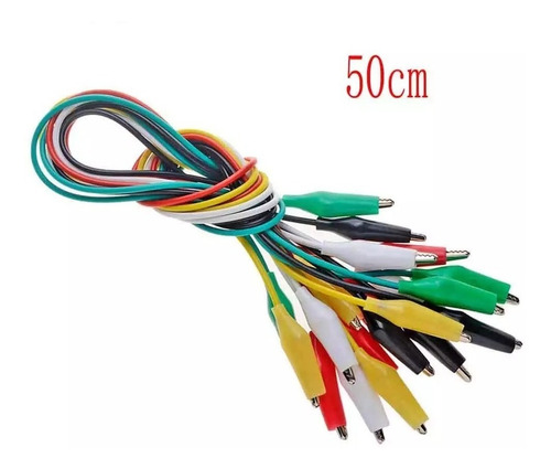 Imagen 3 de 10 de X10 Pinza Clip Cocodrilo 5 Colores Con Cable De 50cm Hobb