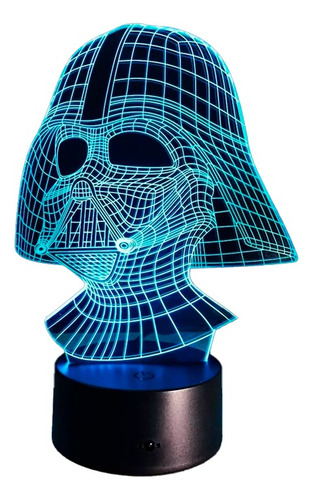 Lámpara 3d Star Wars Darth Vader Mascara Base Negra