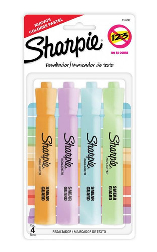 Resaltador Sharpie Accent Tank Pastel X4 Colores