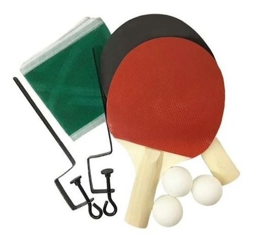 Set De Pin Pon Paletas Pelota Y Red Con Soporte P/ Mesa