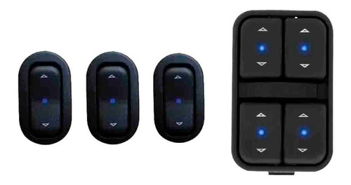 Botão Do Vidro Agile/corsa/prisma/meriva Led Azul (kit)