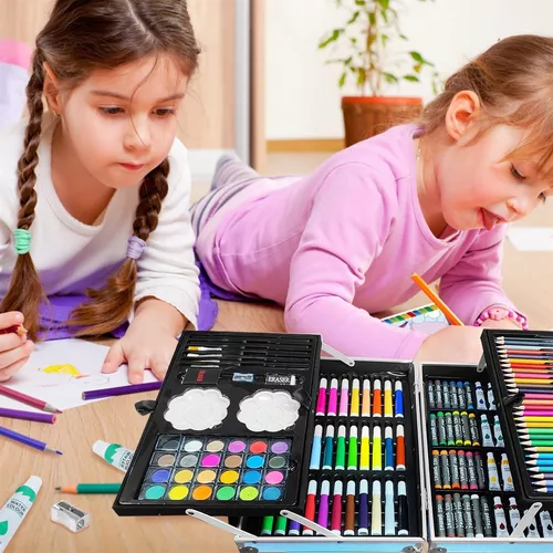 Kit de Dibujo, Set de Arte Profesional 145 Pcs,Kit de Arte Profesional  Plegable, Ideal Regalo para Niños, Suministros de Arte Escolar,  Estudiantes, Principiantes y Artistas, Moda de Mujer