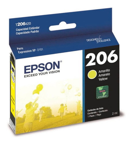 Cartucho Original Epson 206 Amarillo T206420 T206 Xp2101