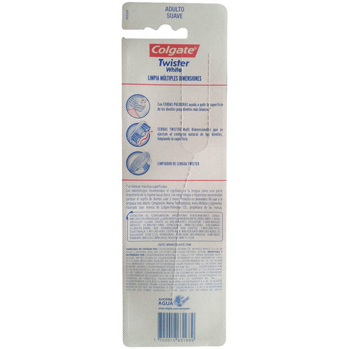 Cepillo de dientes Colgate Twister White suave pack x 2 unidades