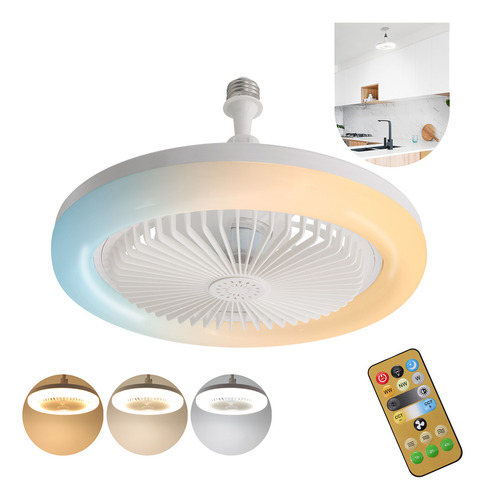 Lâmpada Ventilador De Teto Ajustável Com Led E27 127/220V