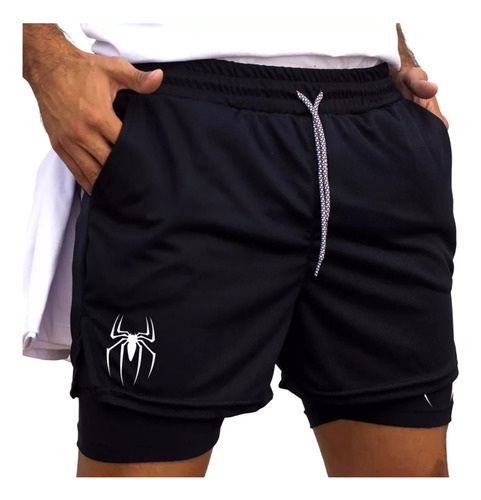2short Gym Hombre 2 En 1 Bolsa Celular 1playera Regalo