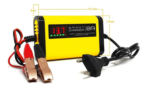 Imagem 3 de 9 de Carregador Fonte P/ Baterias 2ah/12v Portatil Carro Moto Jet