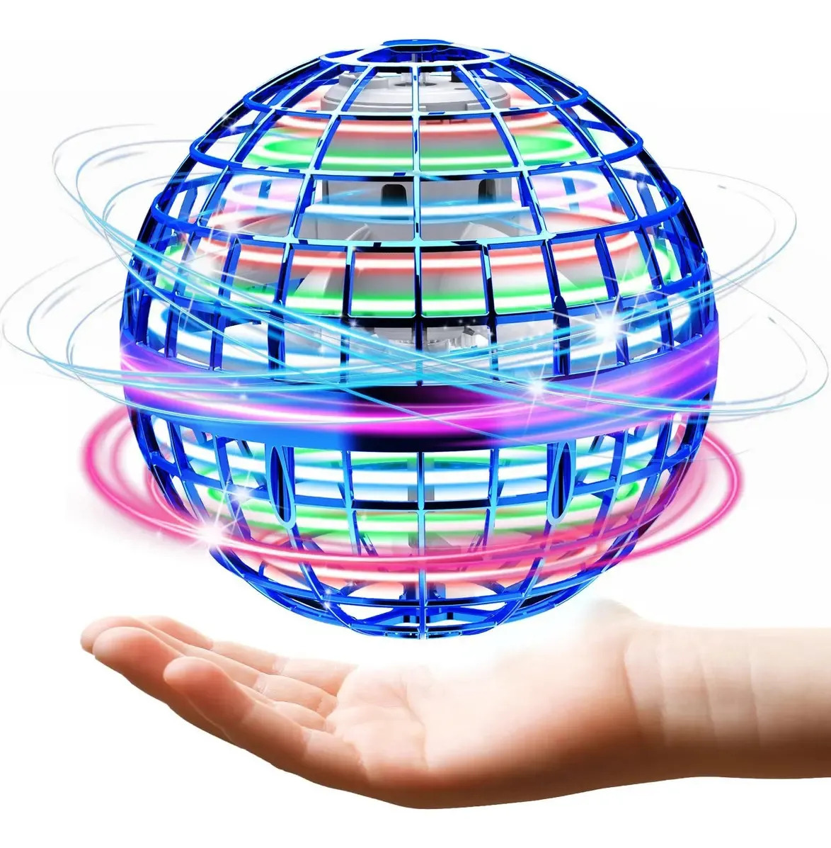 Juguete Esfera Bola Voladora Boomerang Rotacion 360 Luz Led