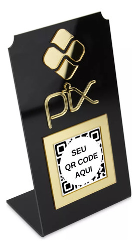 Placa Pix Qr Code Display Para Pagamentos Acrílico Preto 