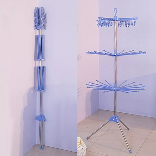 Imagen 5 de 7 de Tendedero De Ropa Plegable Rack 3 Niveles Útil Con 20 Perros