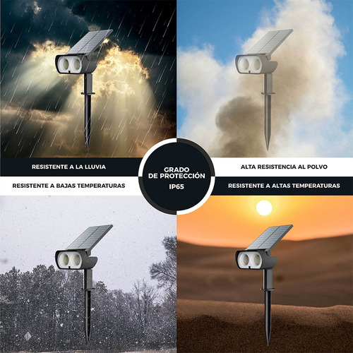 Reflector Led Solar Piso Cct Ajustable Illux Stake Rs-4702 Negro