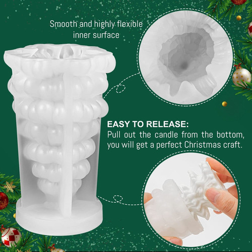 Molde De Árbol De Navidad Con Vela De Silicona De 2 Piezas