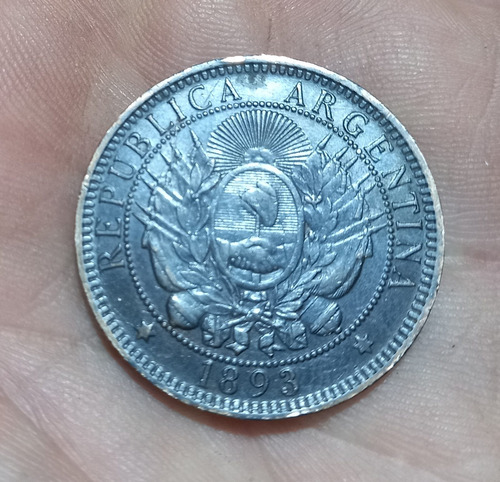 A-argentina Moneda Nacional 2 Centavos Patacon 1893 Cobre