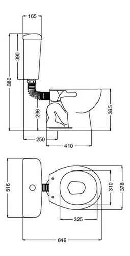 Inodoro Corto Andina Tapa + Bidet Sanitario Blanco Ferrum Mm