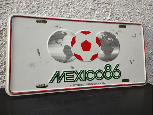 Placa De Auto Lámina Vintage Conmemorativa Mundial México 86