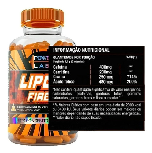 Kit 3x Lipo 7 Fire 360 Caps Melhor Termogênico | Power Labs Sabor Sem Sabor