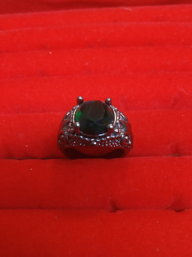 Anillo Vintage Negro Esmeralda Simulado Talla 7 