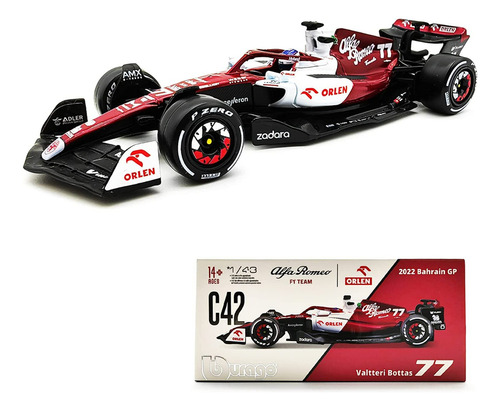 Miniatura F1 Alfa Romeo Racing C42 2022 Orlen Bottas 1/43 Cor Vermelho