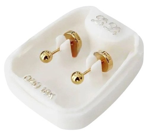 Aro Abridor Lili Oro 18k Bolita 3.5mm Li-103 Envió Gratis