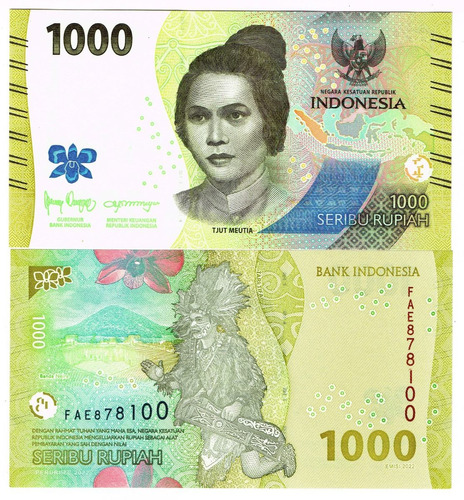 Billete De Indonesia De 1,000 Rupias, Tjut Meutia Nuevo 2022