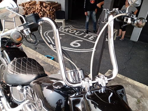Imagem 4 de 4 de Kit Guidão 1.1/4 Seca Suvaco Curve Altura 14 P/ Hd Fat Bob