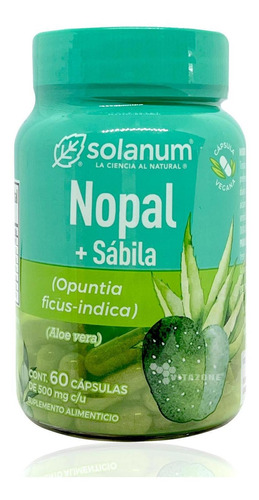 Nopal Sábila 60 Cápsulas Vegetales Solanum