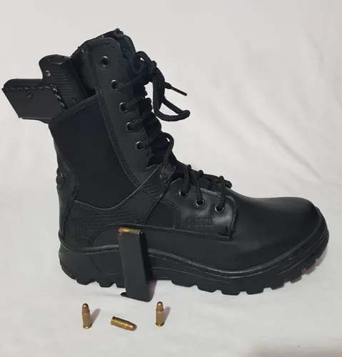 Botas Tacticas Piel 5.once Suela De Goma Y Bolsa Lateral 911