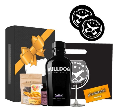 Box Gin Bulldog 700ml + Copa Vidrio + Bitter Floral Regalo