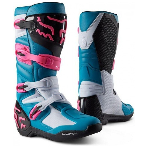 Botas Fox Racing Comp Celeste Rosada