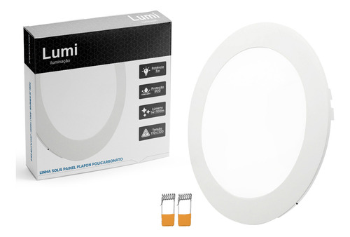 Kit 10 Plafon Painel Led Lumi Luz Branco Frio 6500k Embutir Redondo 5w Bivolt