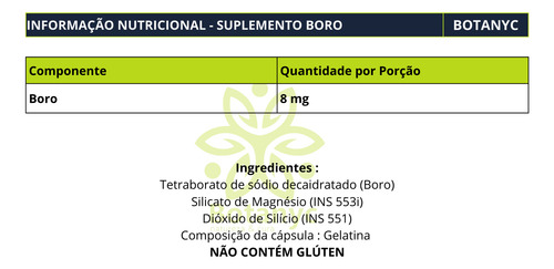 Boro Decahidratado 8g 60 Caps 500mg Sem Sabor