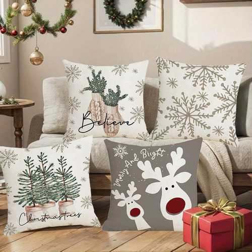 Set Navideño B Pillowcase, Paquete De 4 Unidades, 17,71 X 17