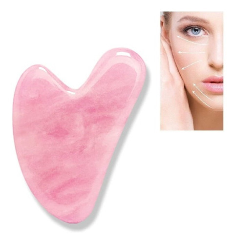 Gua Sha Masajeador Facial 100% Cuarzo Rosa Antiedad Rejuvene