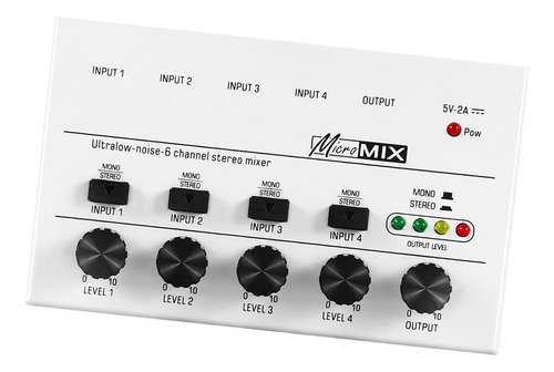 Mezclador De Sonido De Audio De 4 Canales De 6,3 Mm Blancoah