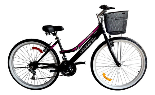 Bicicleta Box Para Dama Mtb Venus Aro 26 - Negro Con Fucsia