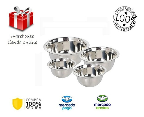 Set X 4 Bowls En Acero Inoxidable