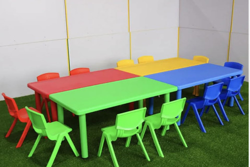 Mesa Rectangular Infantil Amarillo Con 6 Sillas Envío Gratis