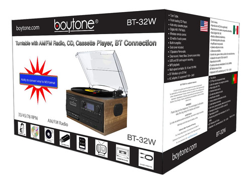 Bottone Bt-32w, Tocadiscos Bluetooth Platillo De Discos, De