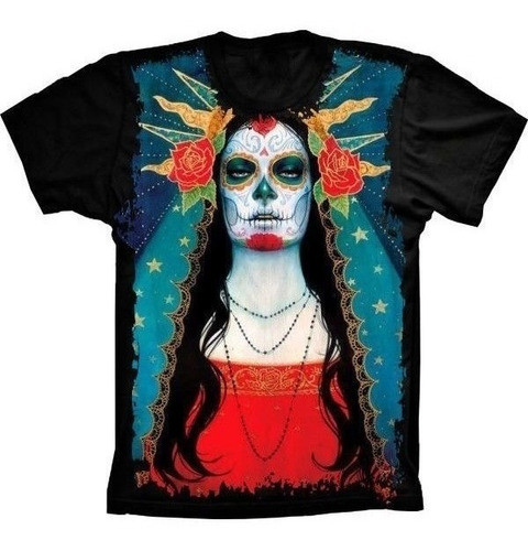 Camiseta Estilosa 3d Fullprint - Caveira Mexicana