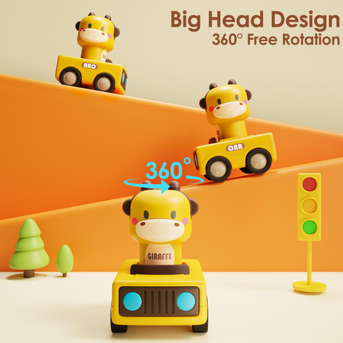 Dp 4pcs Coche De Juguete Hand Push Inercia Animal Lindo For