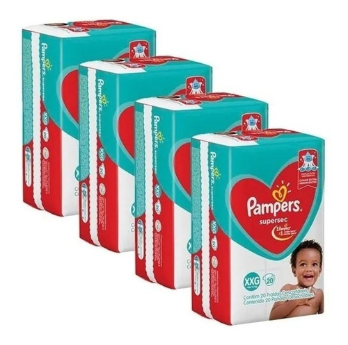 Kit 4 Pacotes Fraldas Pampers Descartável Infantil Atacado Gênero Sem gênero Tamanho Extra extra grande (XXG)