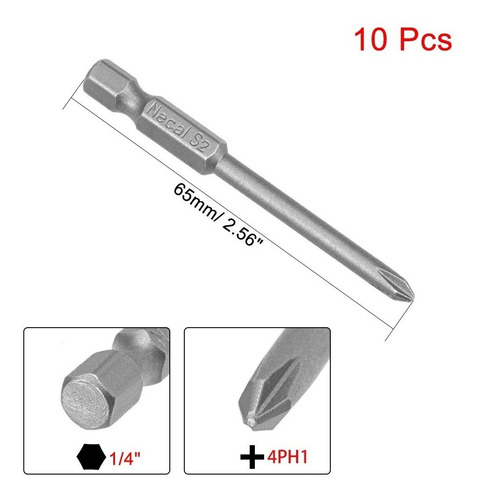 Pontos De Destornillador Phillips Magnético 4mm Ph1 10 Peças